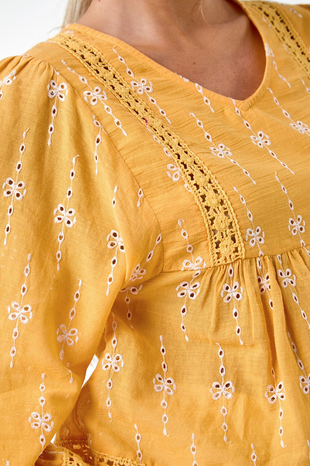 MANGO Petite Embroidered Cotton Smock Top, Image 5 of 5
