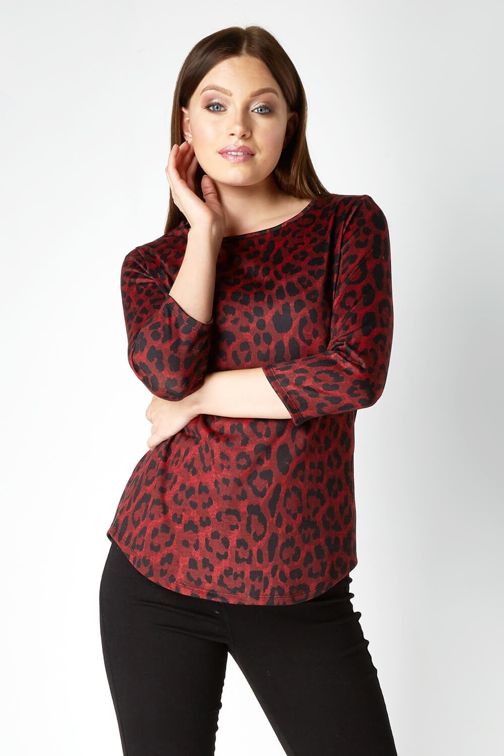 leopard print top red