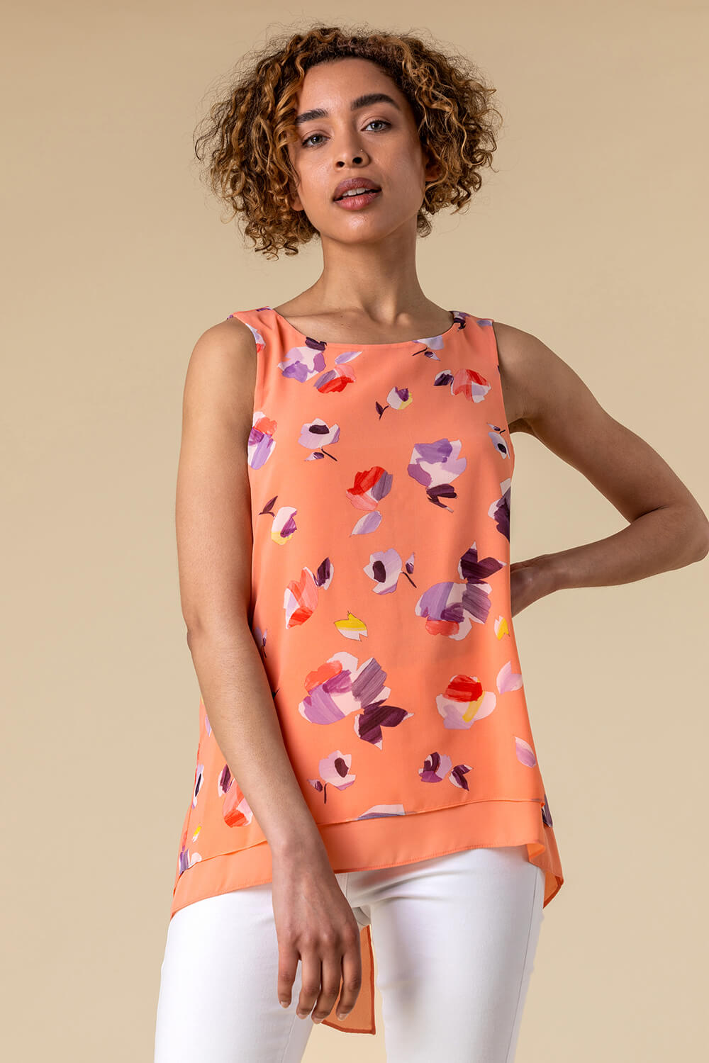 Abstract Floral Print Vest Top