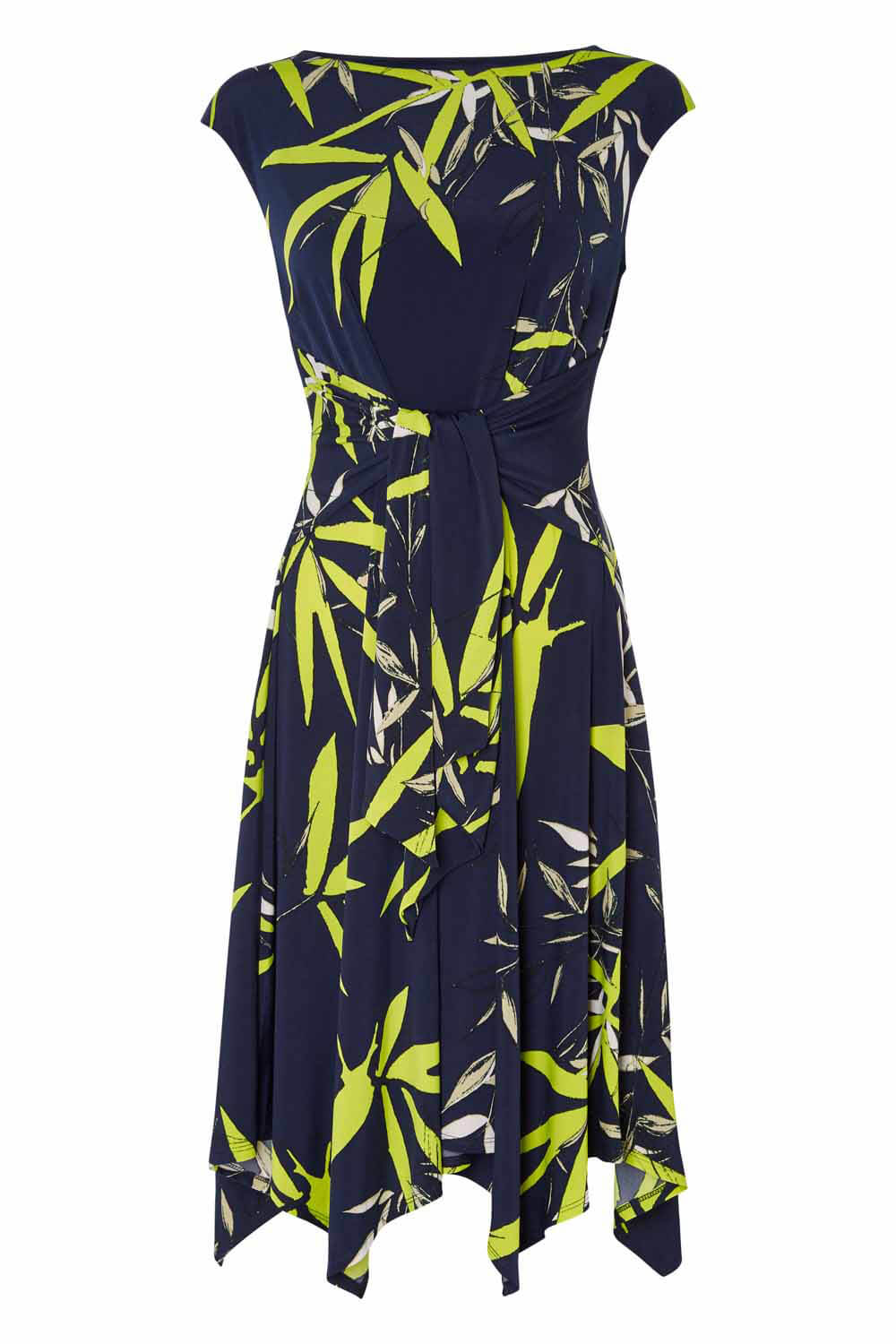 Navy  Floral Fit and Flare Dress, Image 4 of 4