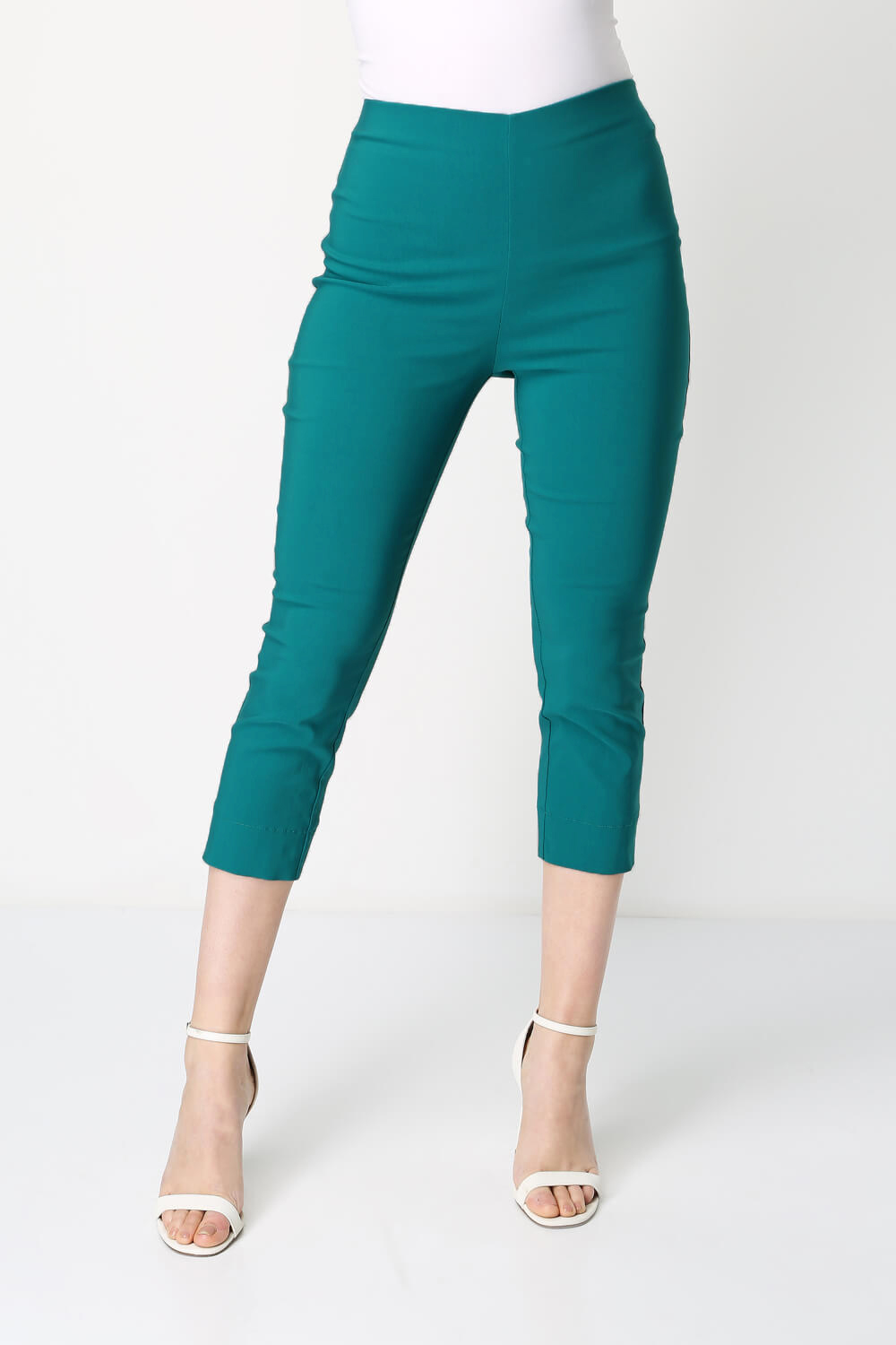 Jade Green Cropped Stretch Trouser, Image 1 of 4