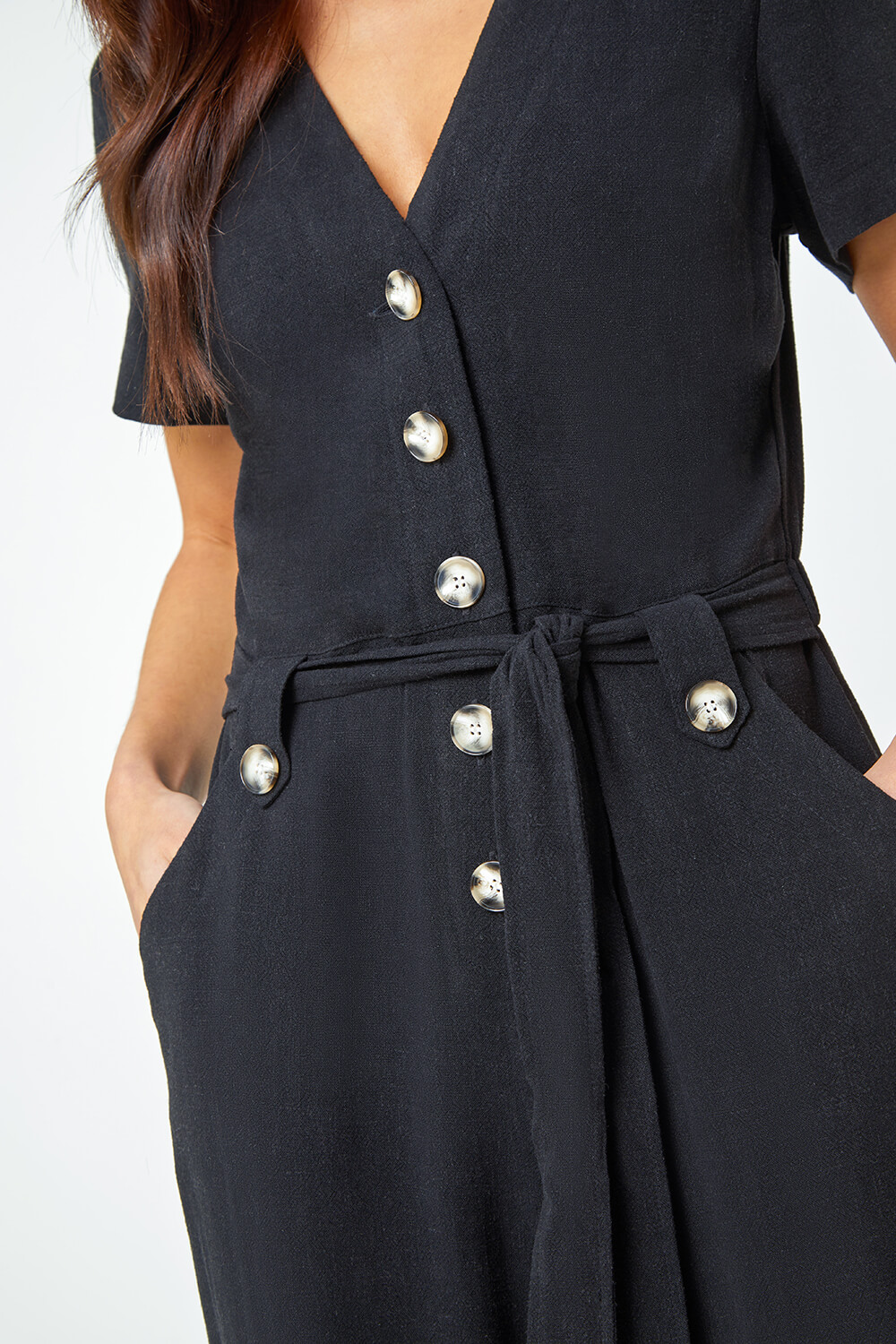 Black Petite Linen Blend Jumpsuit, Image 5 of 5