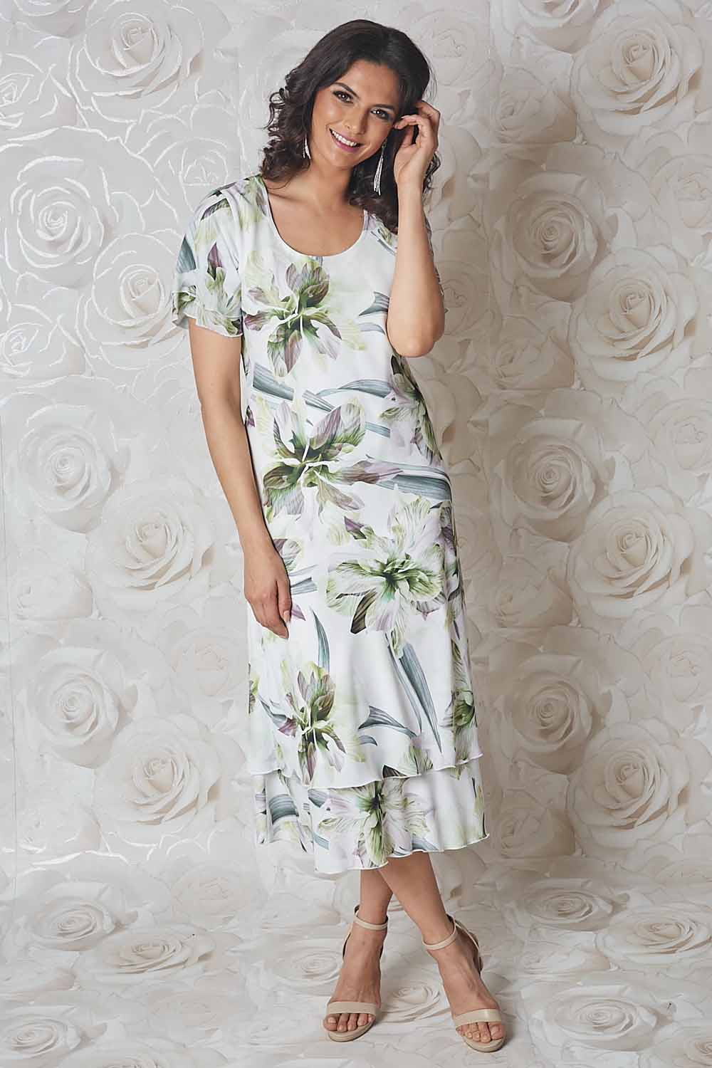 Lime Julianna Tropical Print Chiffon Dress, Image 4 of 4