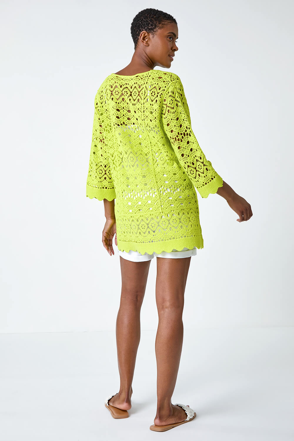 Lime Cotton Crochet Tunic Top, Image 3 of 5