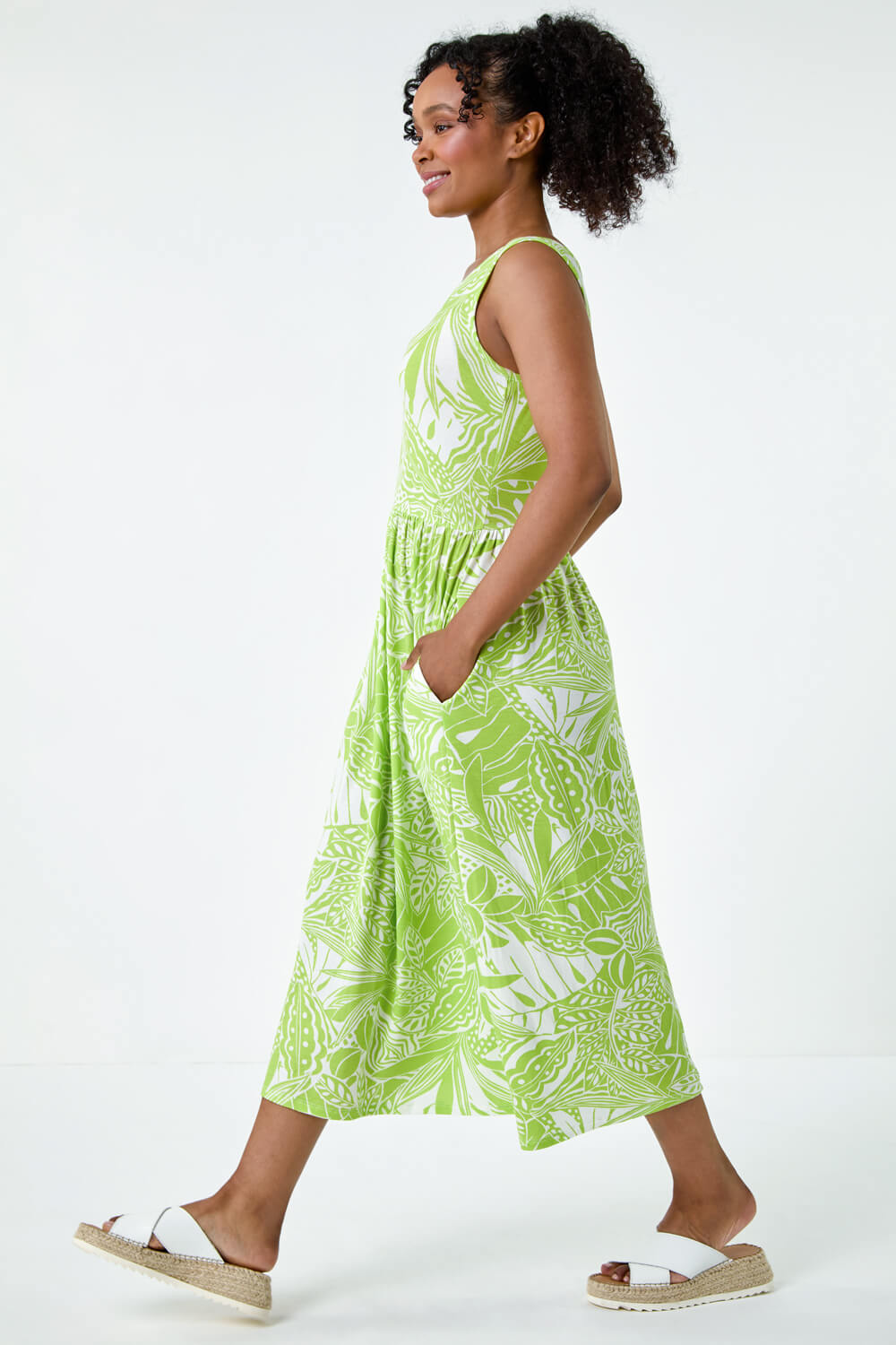 Lime Petite Tropical Stretch Jersey Pocket Dress, Image 3 of 4