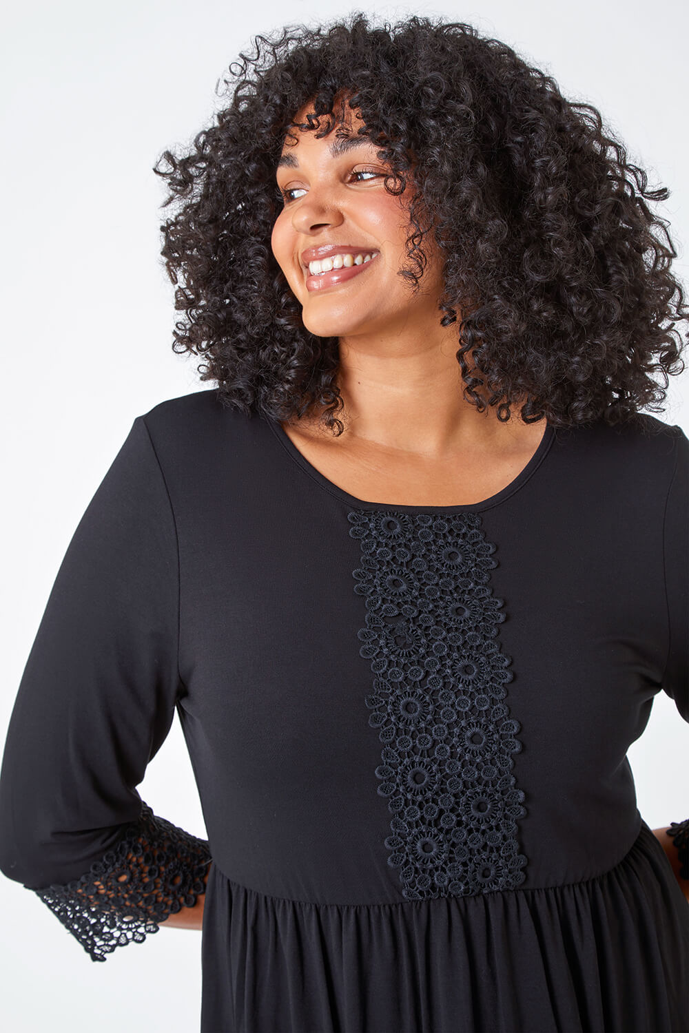 Curve Lace Detail Stretch Tunic Top