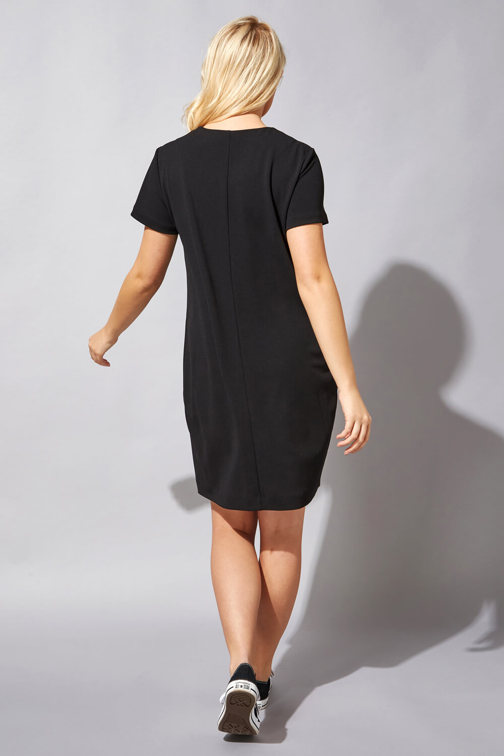 Black Zip Detail Tunic Pocket Dress, Image 3 of 4