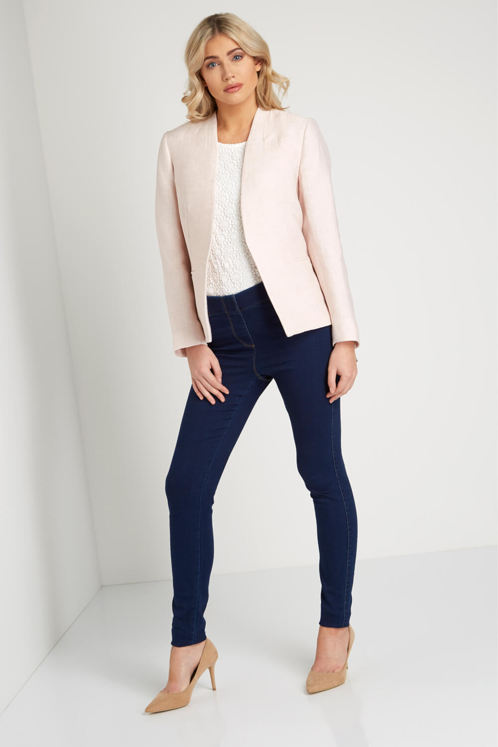 Pleat Tailored Jacket in Light Pink - Roman Originals UK