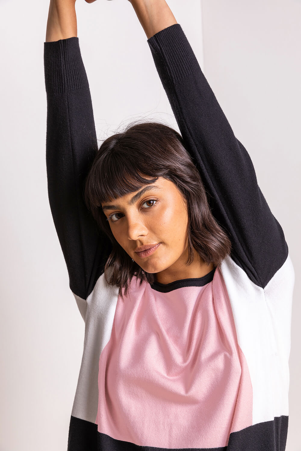 PINK Colour Block Round Neck Jumper, Image 5 of 5