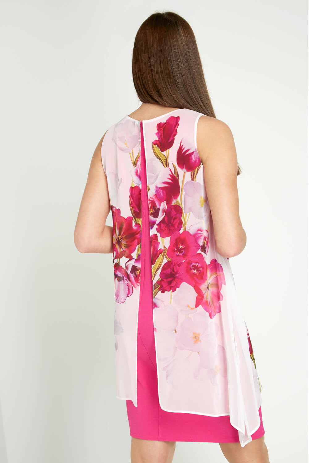 ORCHID Floral Print Chiffon Overlay Dress, Image 2 of 3