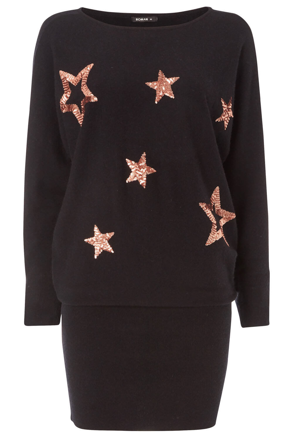Black Sequin Star Knitted Dress, Image 5 of 5