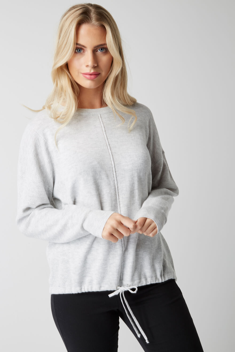 Tie Detail Jumper in Light Grey Roman Originals UK