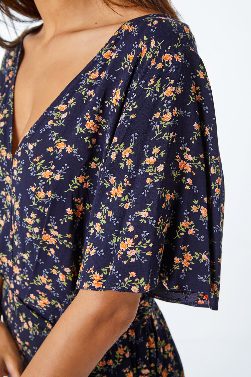 Navy  Ditsy Floral Print Playsuit , Image 5 of 5