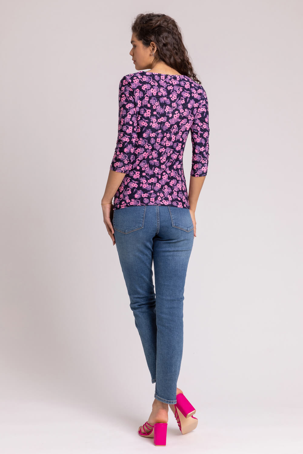 PINK Floral Print Cowl Neck Top, Image 2 of 4