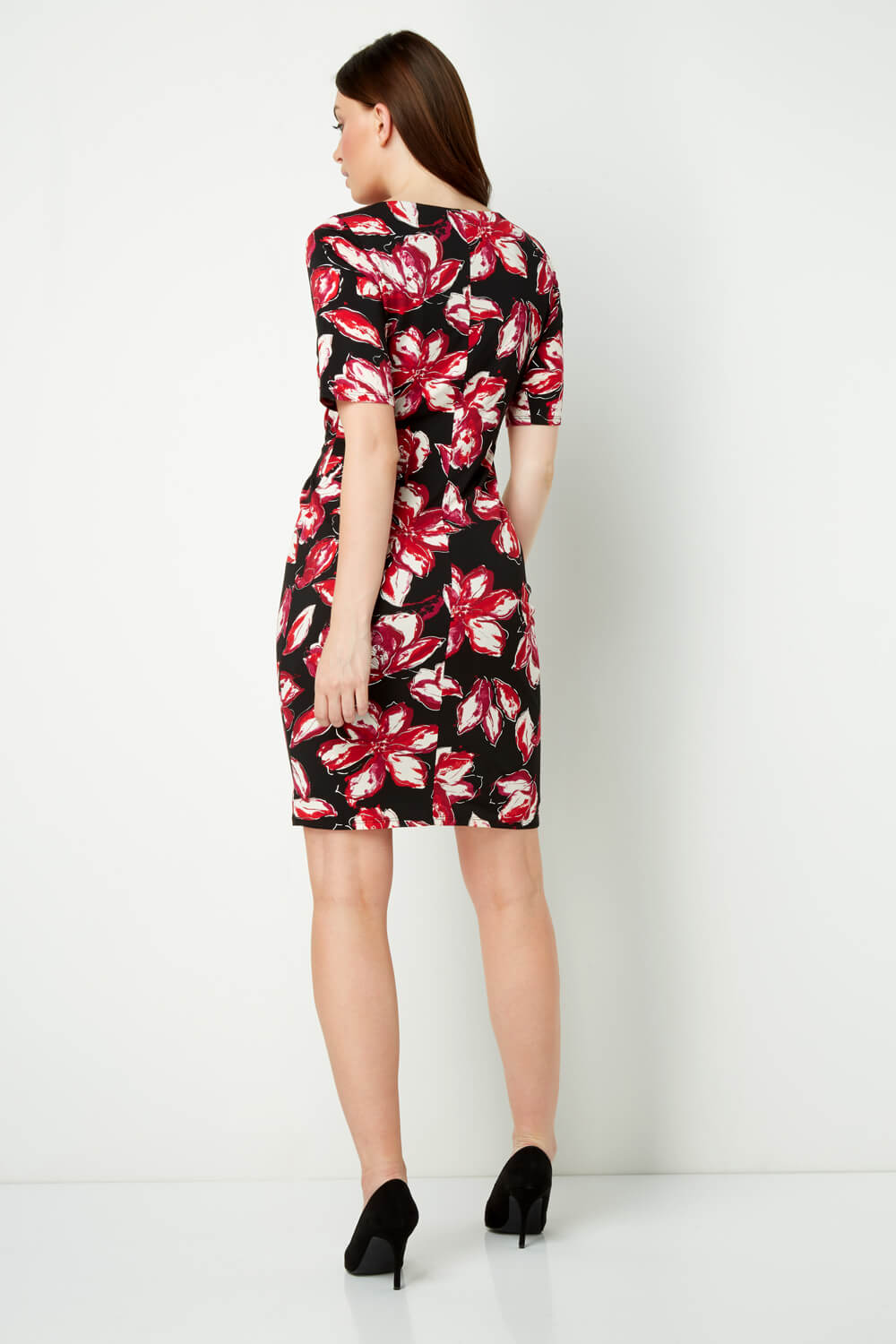 Red Floral Print Dress, Image 2 of 4