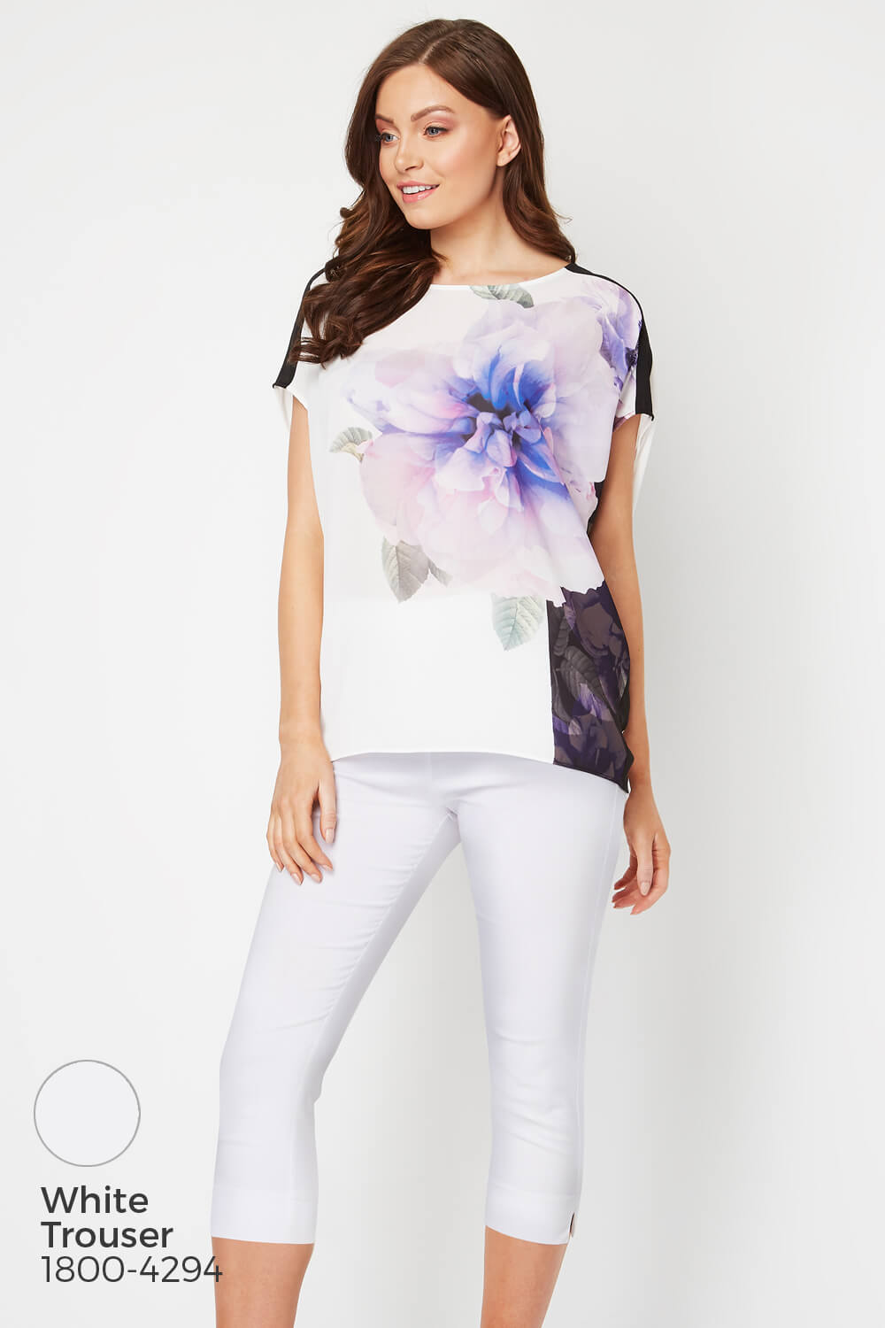 Lilac Floral Contrast Overlay Top , Image 7 of 8