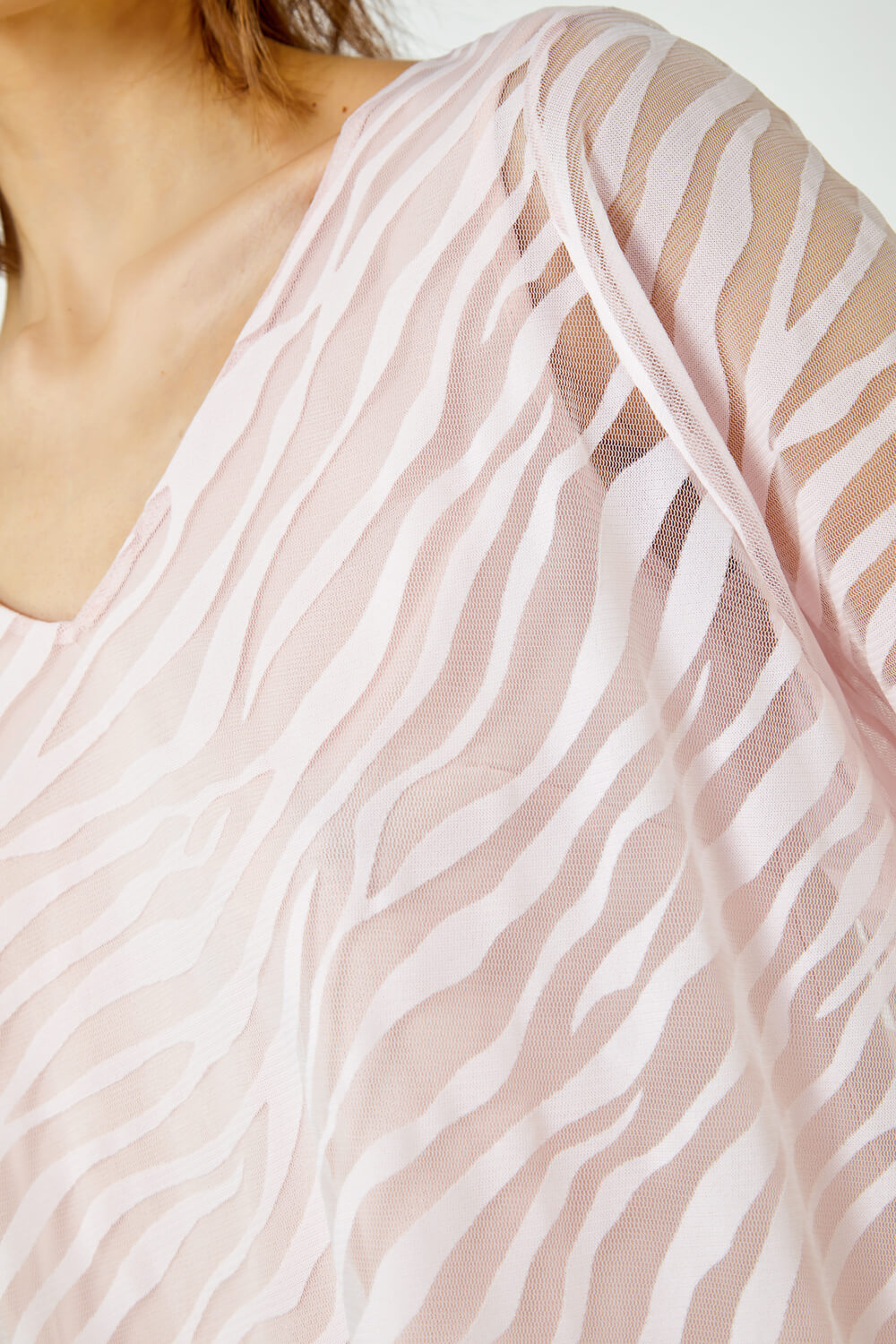 Light Pink Textured Animal Print Top, Image 5 of 5