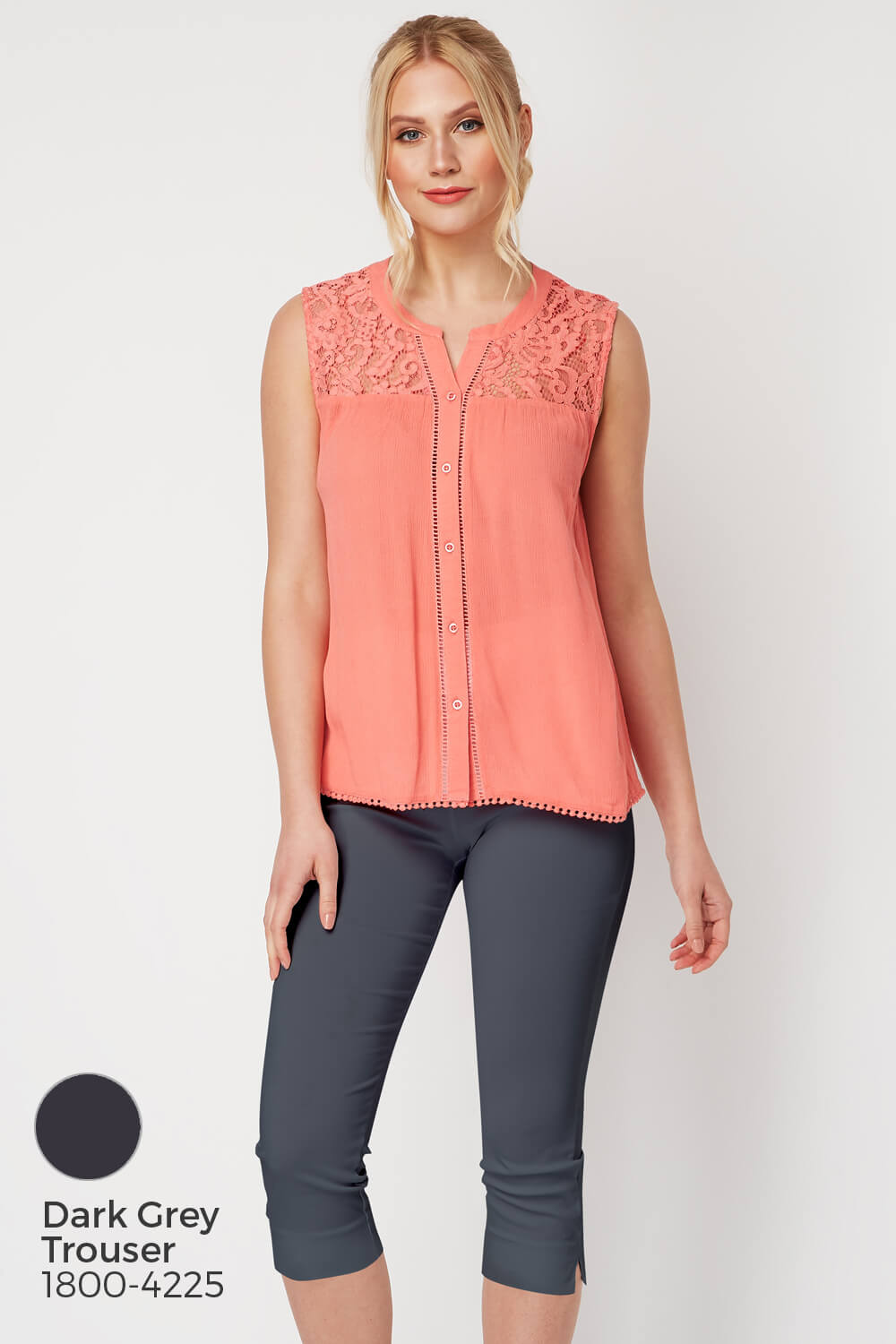 CORAL Lace Insert Button Up Blouse, Image 7 of 8