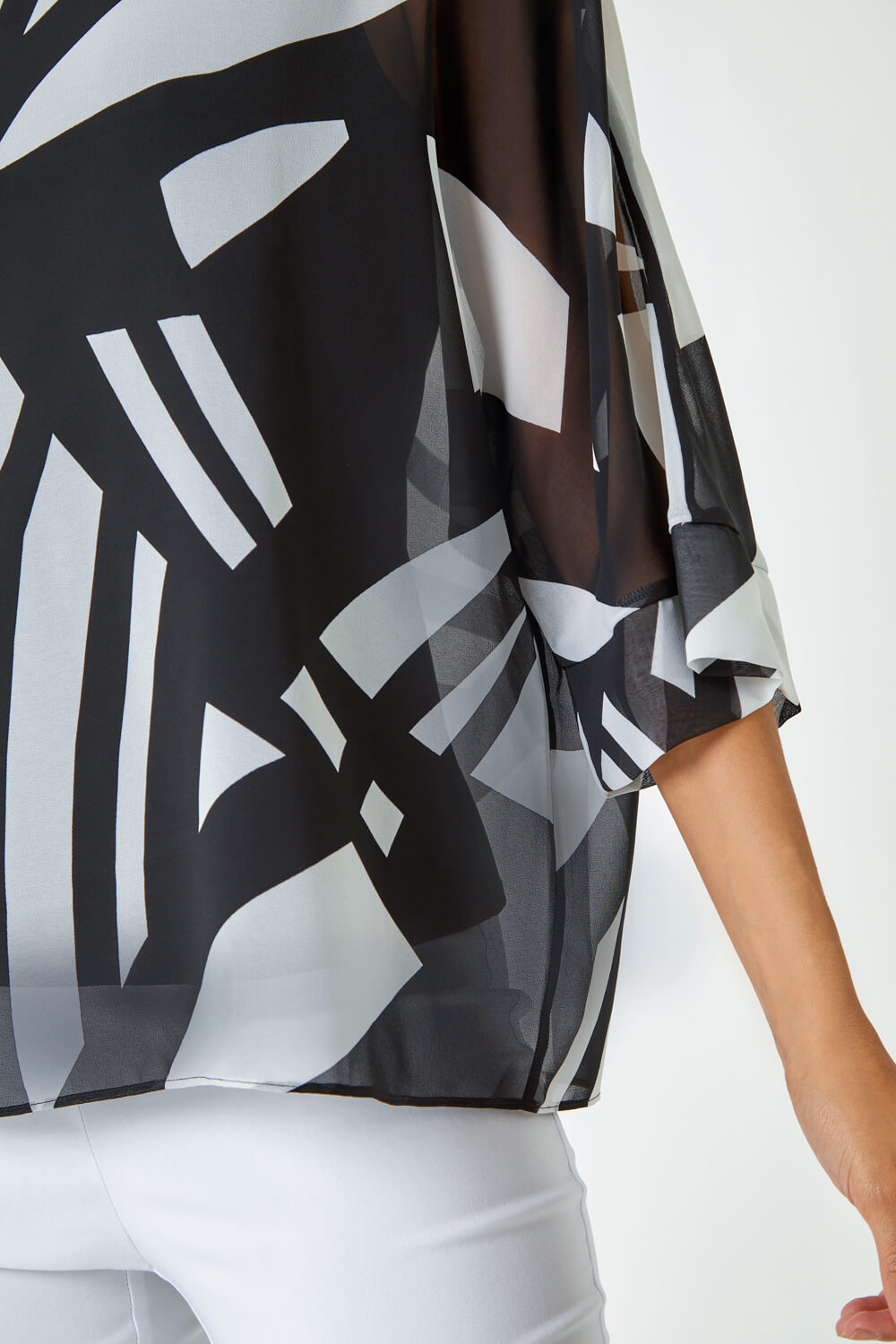 Black Abstract Print Overlay Top, Image 5 of 5