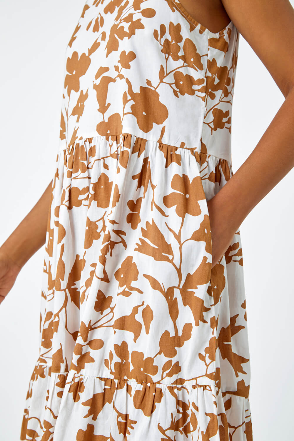 Biscuit Sleeveless Cotton Floral Midi Dress, Image 5 of 5