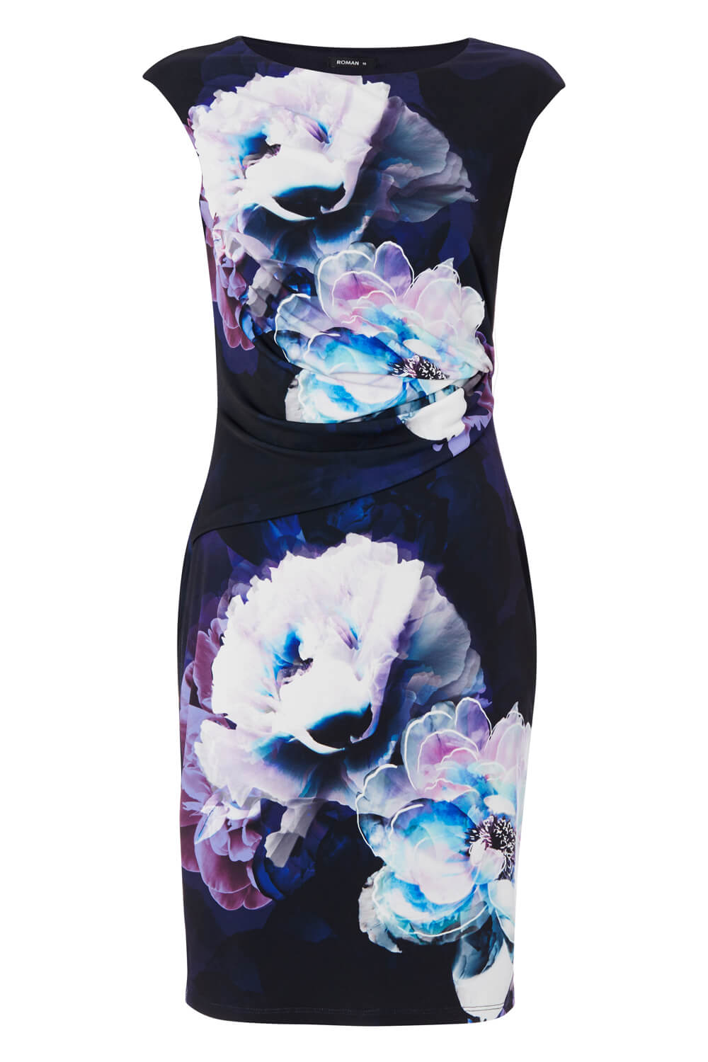 Purple Floral Print Jersey Dress, Image 6 of 6