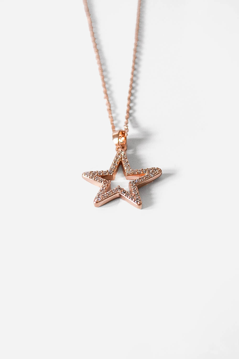 Rose Gold Cubuic Zirconia Star Necklace, Image 3 of 3
