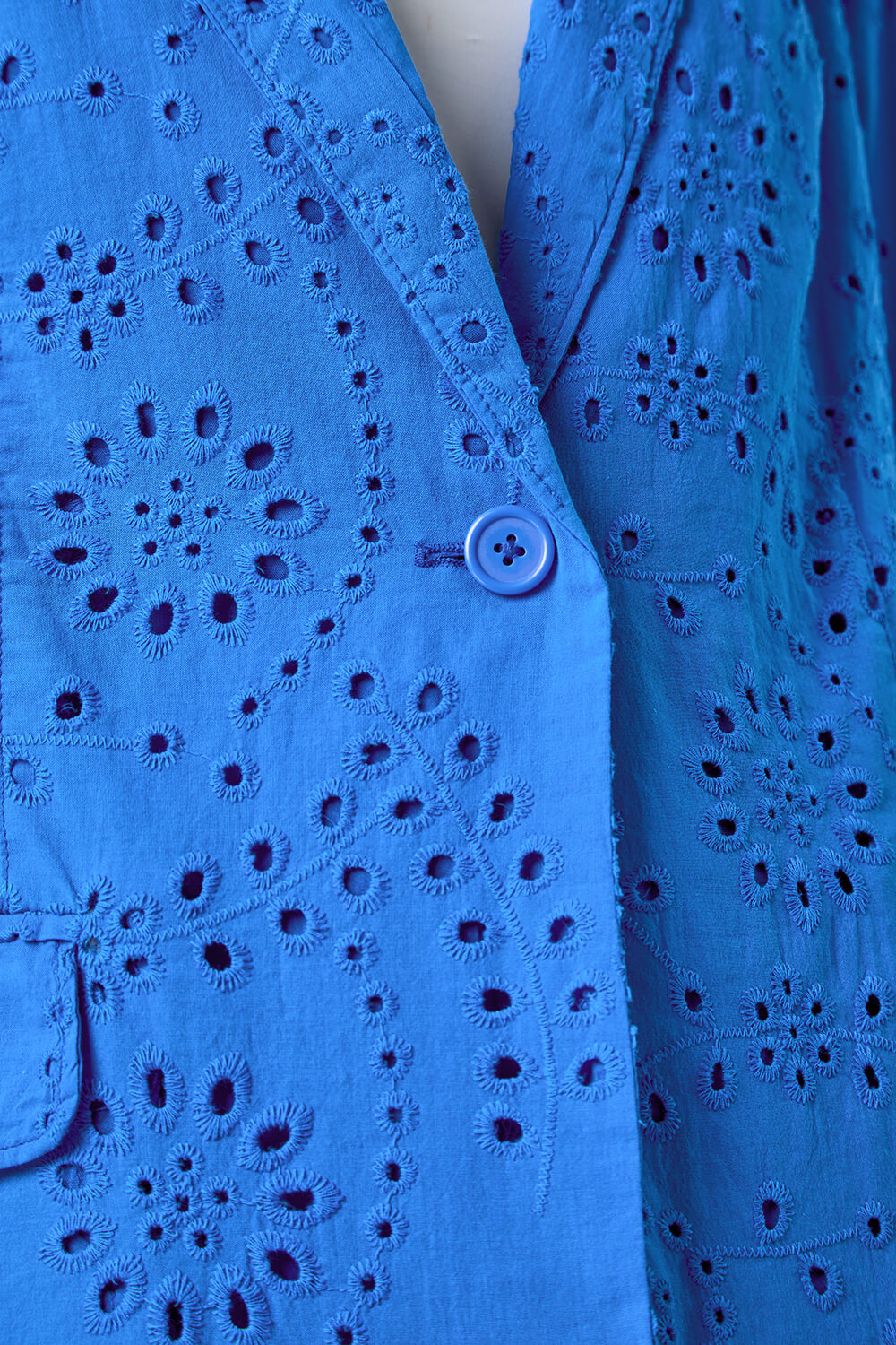 Blue Cotton Broderie Blazer Jacket, Image 5 of 6