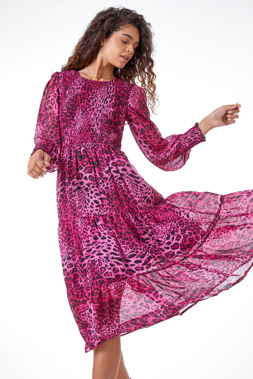 Pink animal 2025 print dress uk