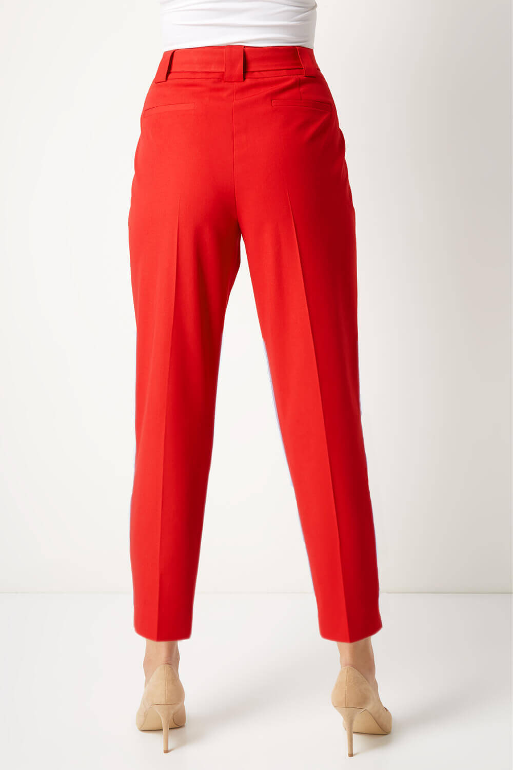 Belted Tapered Trousers in RED - Roman Originals UK