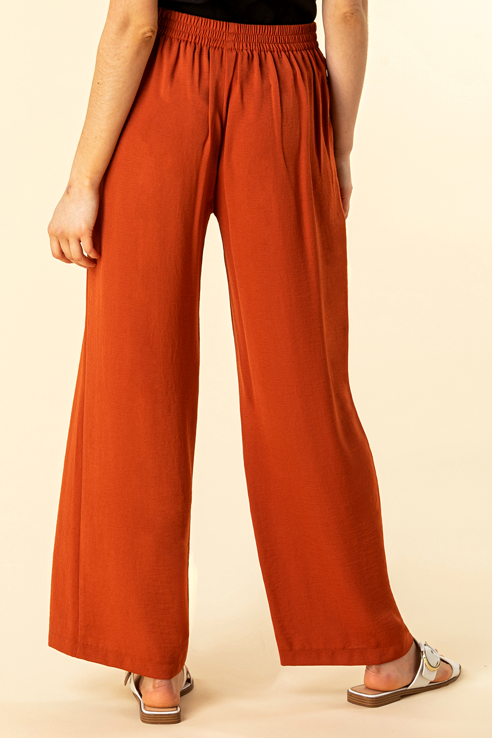 Rust Button Detail Wide Leg Trouser, Image 2 of 4