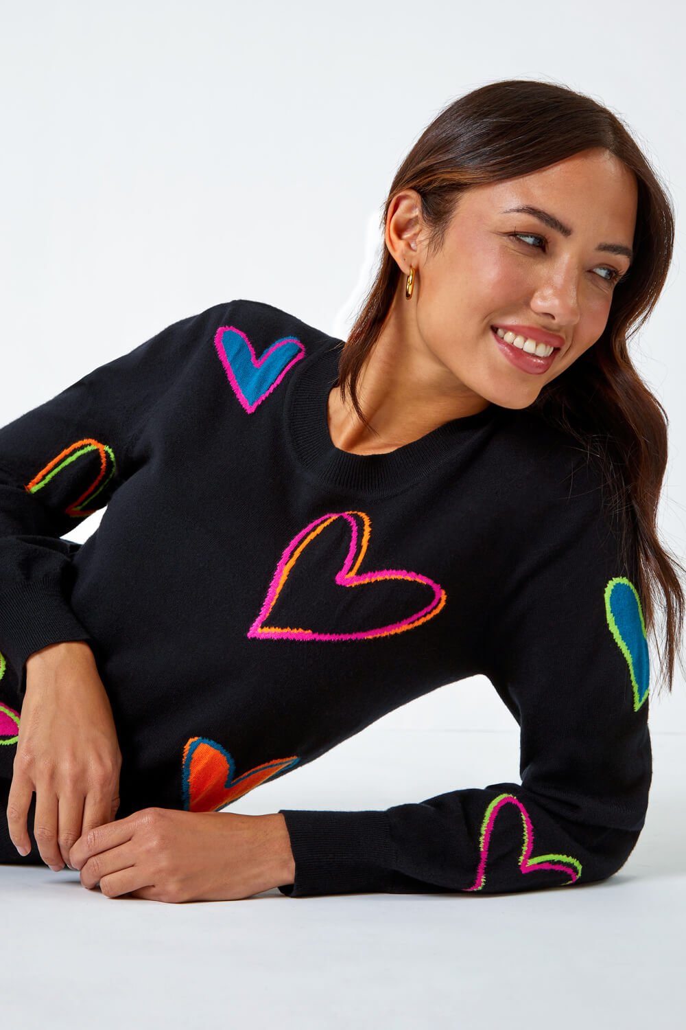 Heart Print Knitted Jumper 