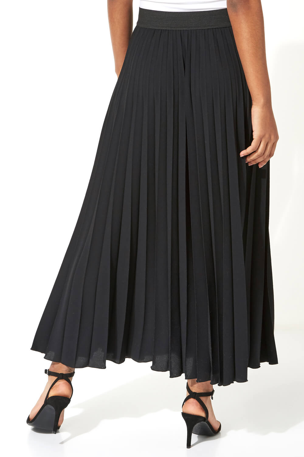 Black Pleated Maxi Skirt, Image 2 of 3