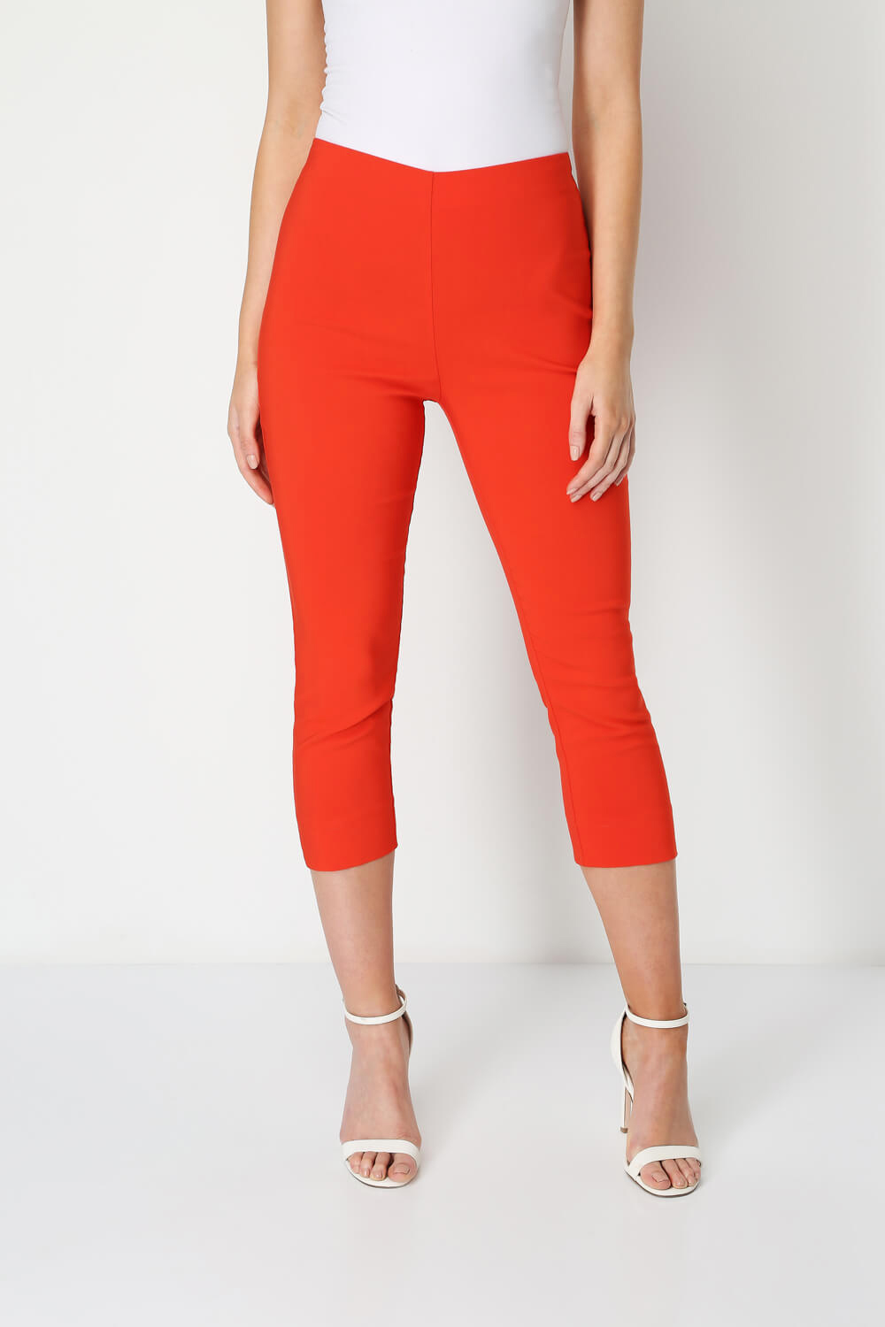 Dark Orange Cropped Stretch Trouser, Image 3 of 5