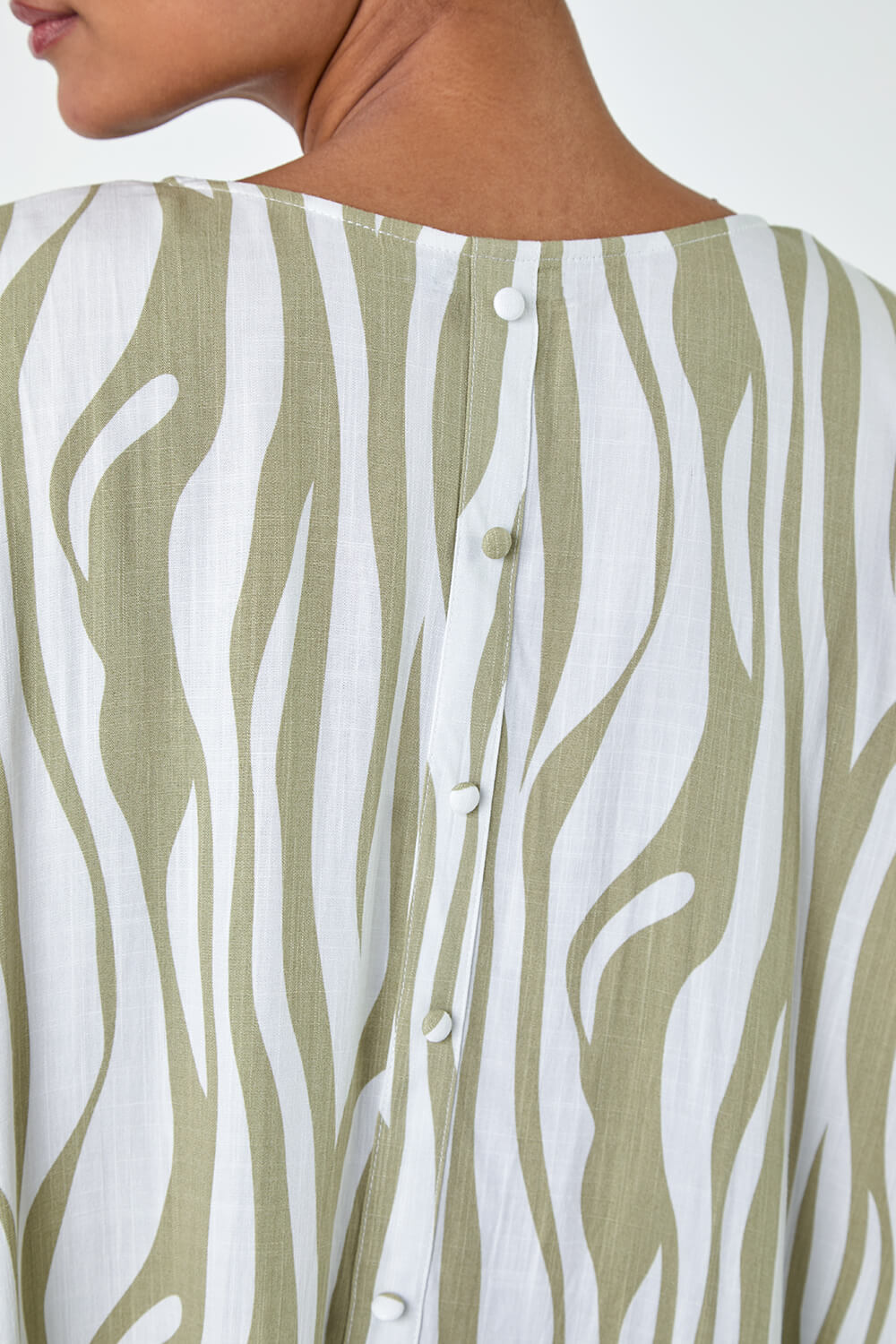 Ivory  Animal Button Back Batwing Top, Image 5 of 5