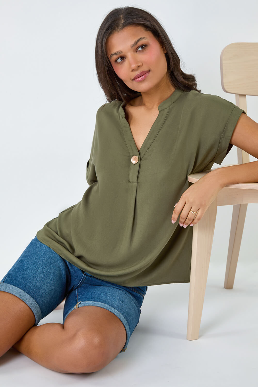 Crystal Button Detail Top
