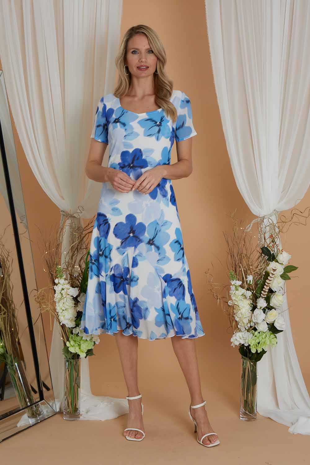 Julianna Floral Chiffon Print Bias Cut Dress