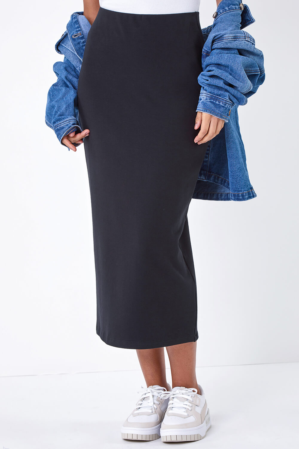  Plain Stretch Bodycon Skirt, Image 4 of 5