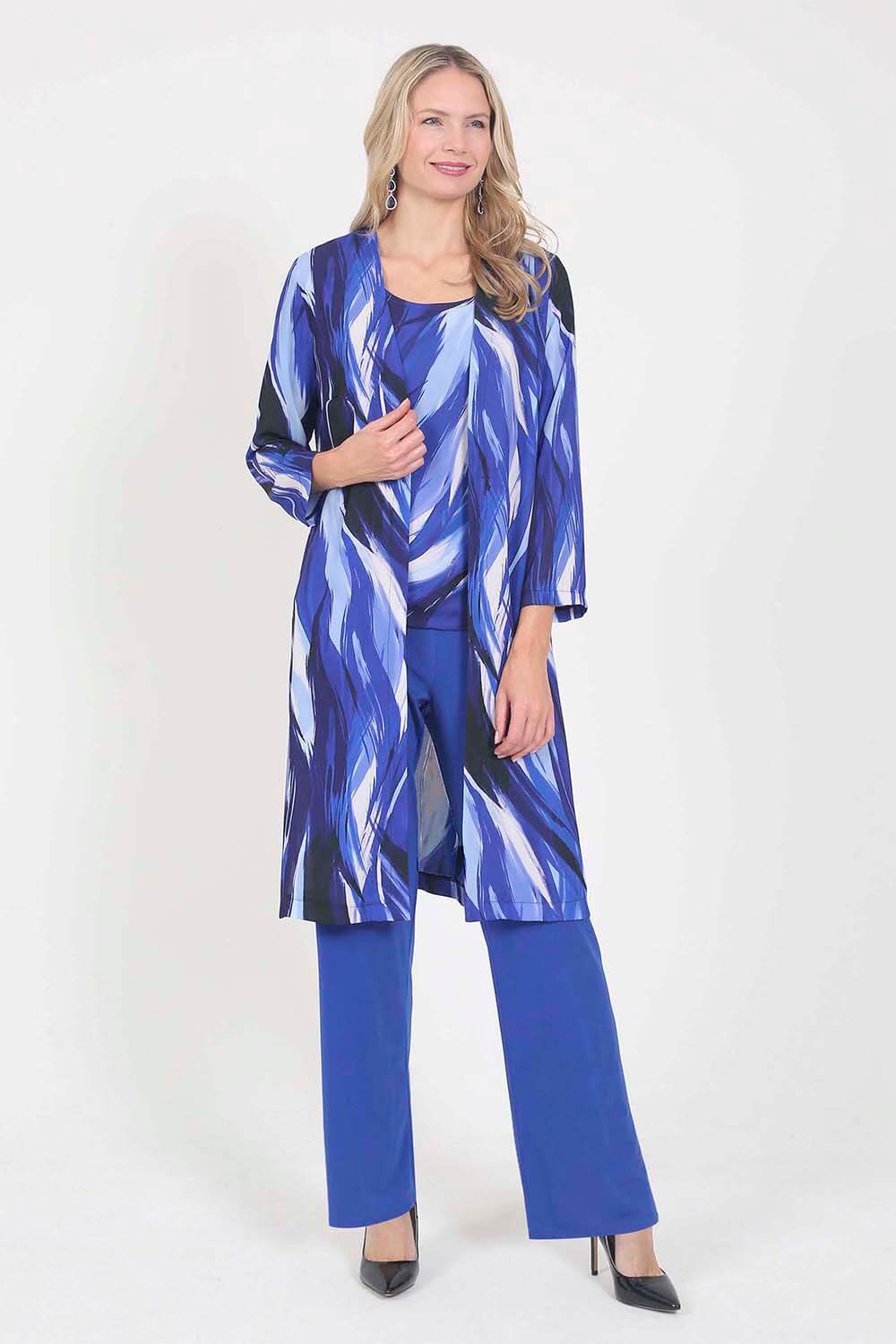 Julianna Chiffon Embellished Top And Trouser Set In Royal Blue