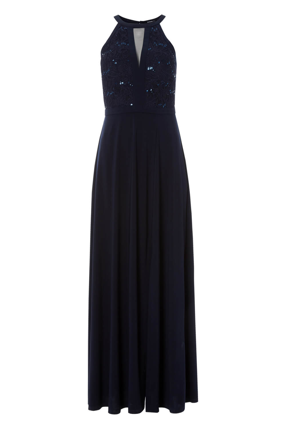 Midnight Blue Lace Keyhole Maxi Dress, Image 4 of 4