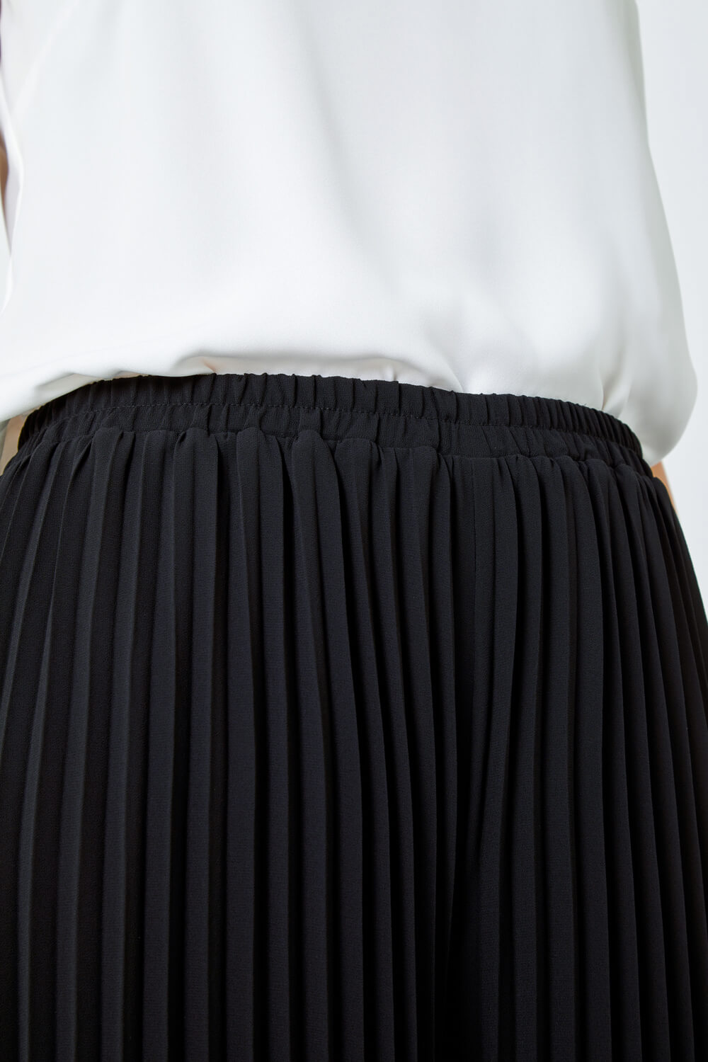 Black Pleated Wide Leg Trousers, Image 3 of 5
