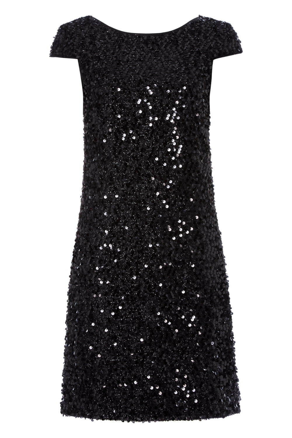 Black Sequin Tinsel Shift Dress, Image 4 of 4