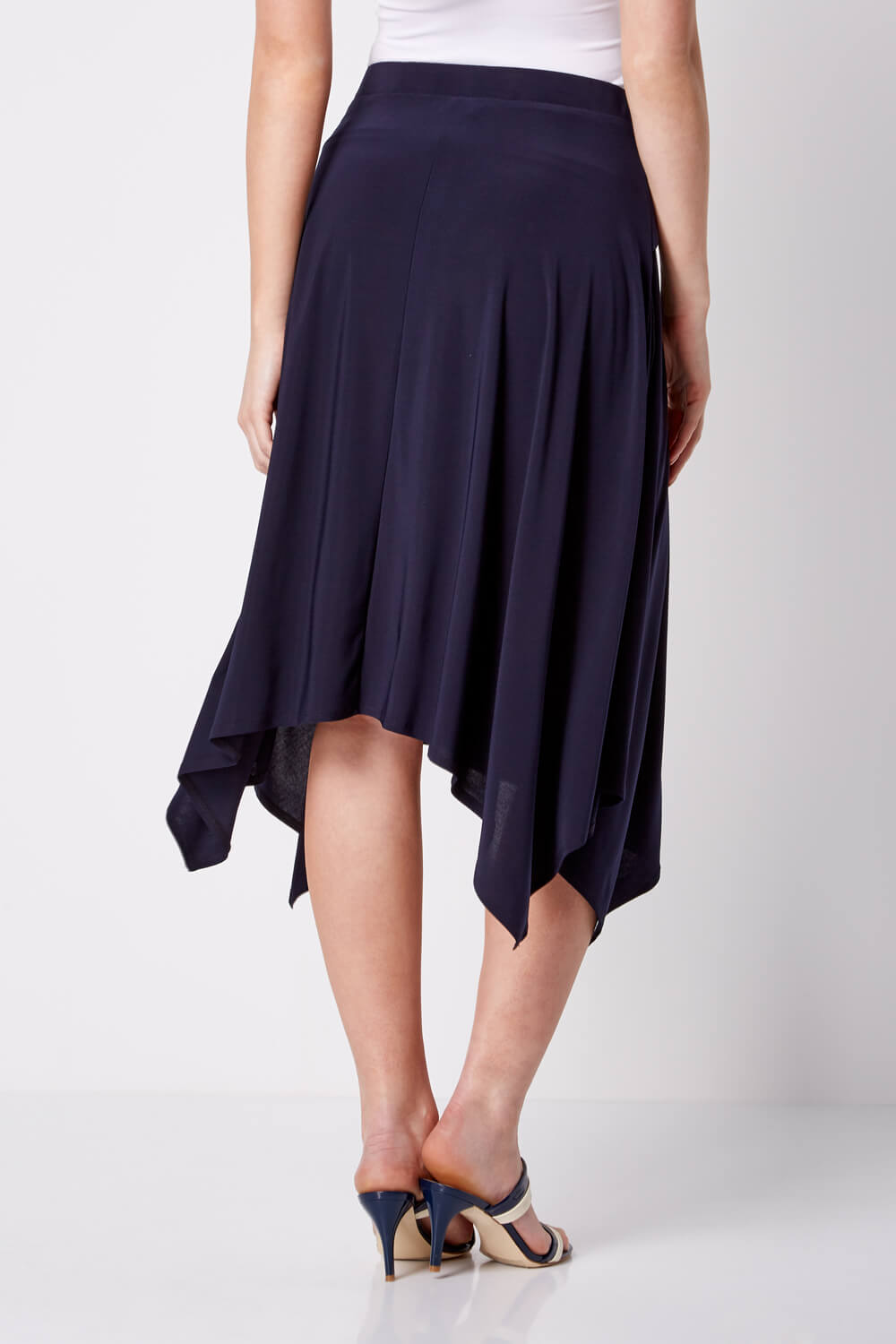 Tie Front Hanky Hem Skirt in Navy Roman Originals UK