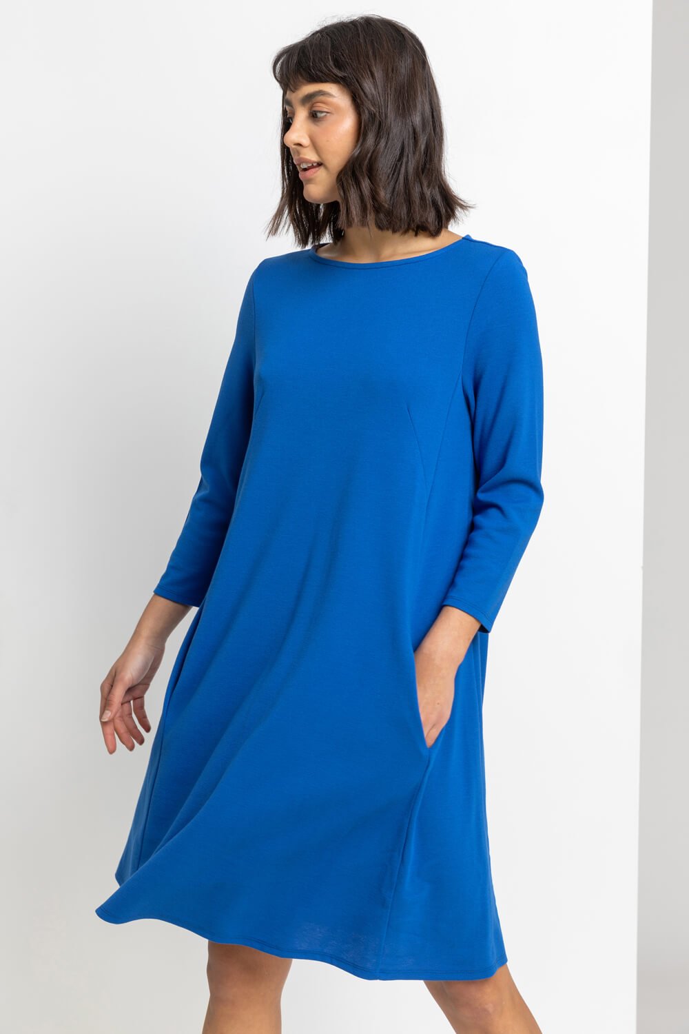 A-Line Pocket Detail Swing Dress in Royal Blue - Roman Originals UK