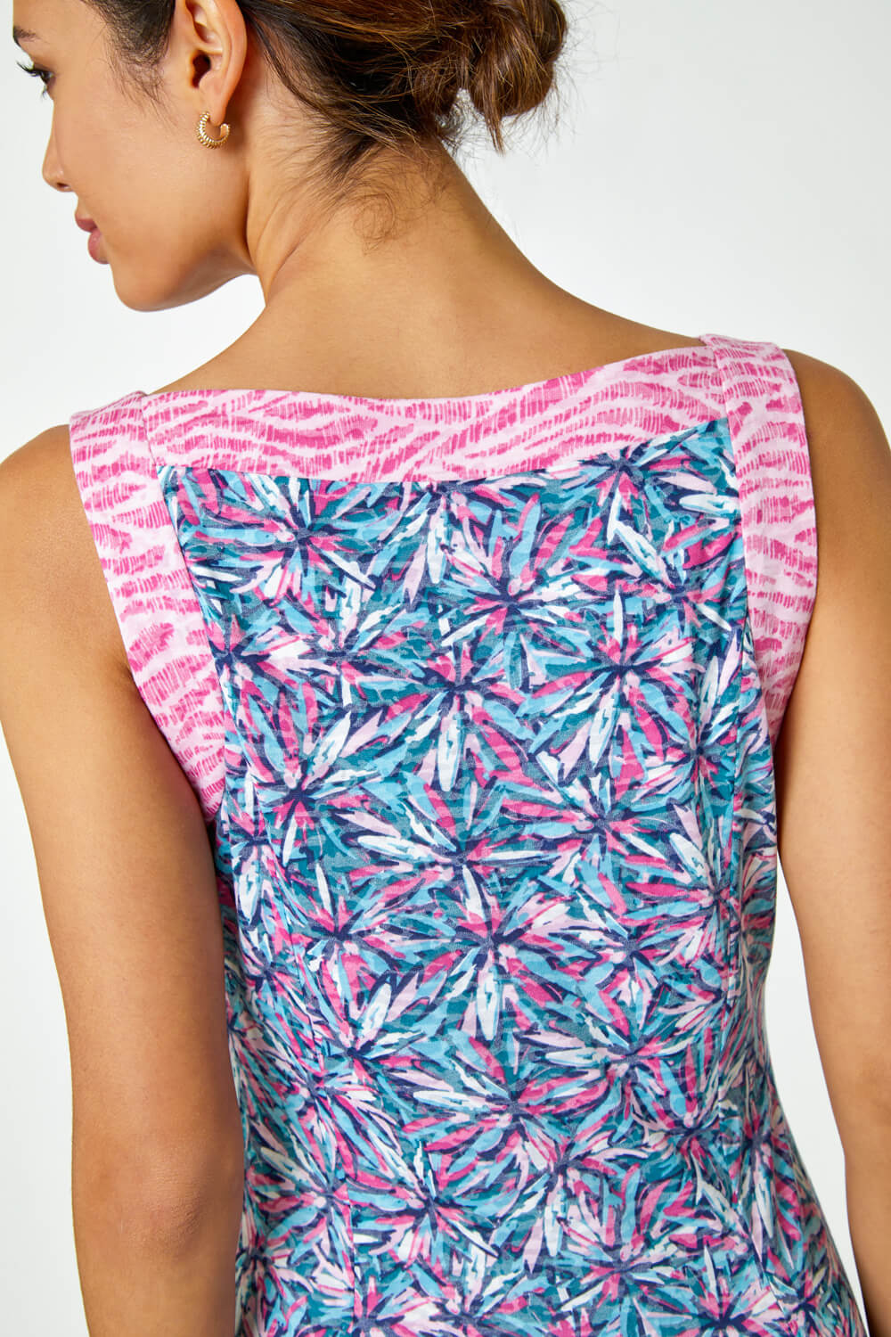 PINK Sleeveless Contrast Floral Print Dress, Image 5 of 5