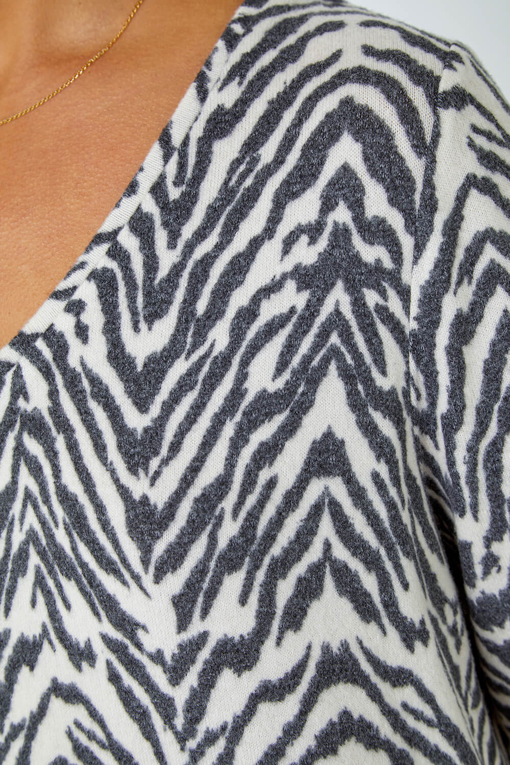 Grey Soft Touch Animal Stretch Top, Image 5 of 5