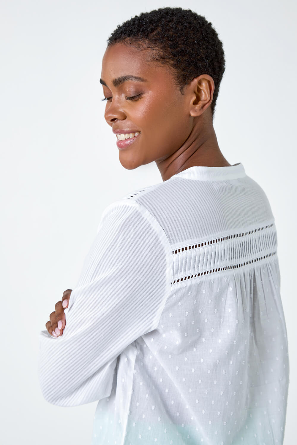 Ivory  Cotton Textured Spot Blouse, Image 5 of 5