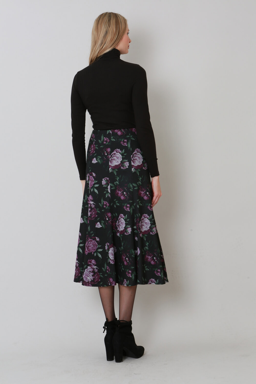 Plum Julianna Floral Print Midi Skirt, Image 2 of 3