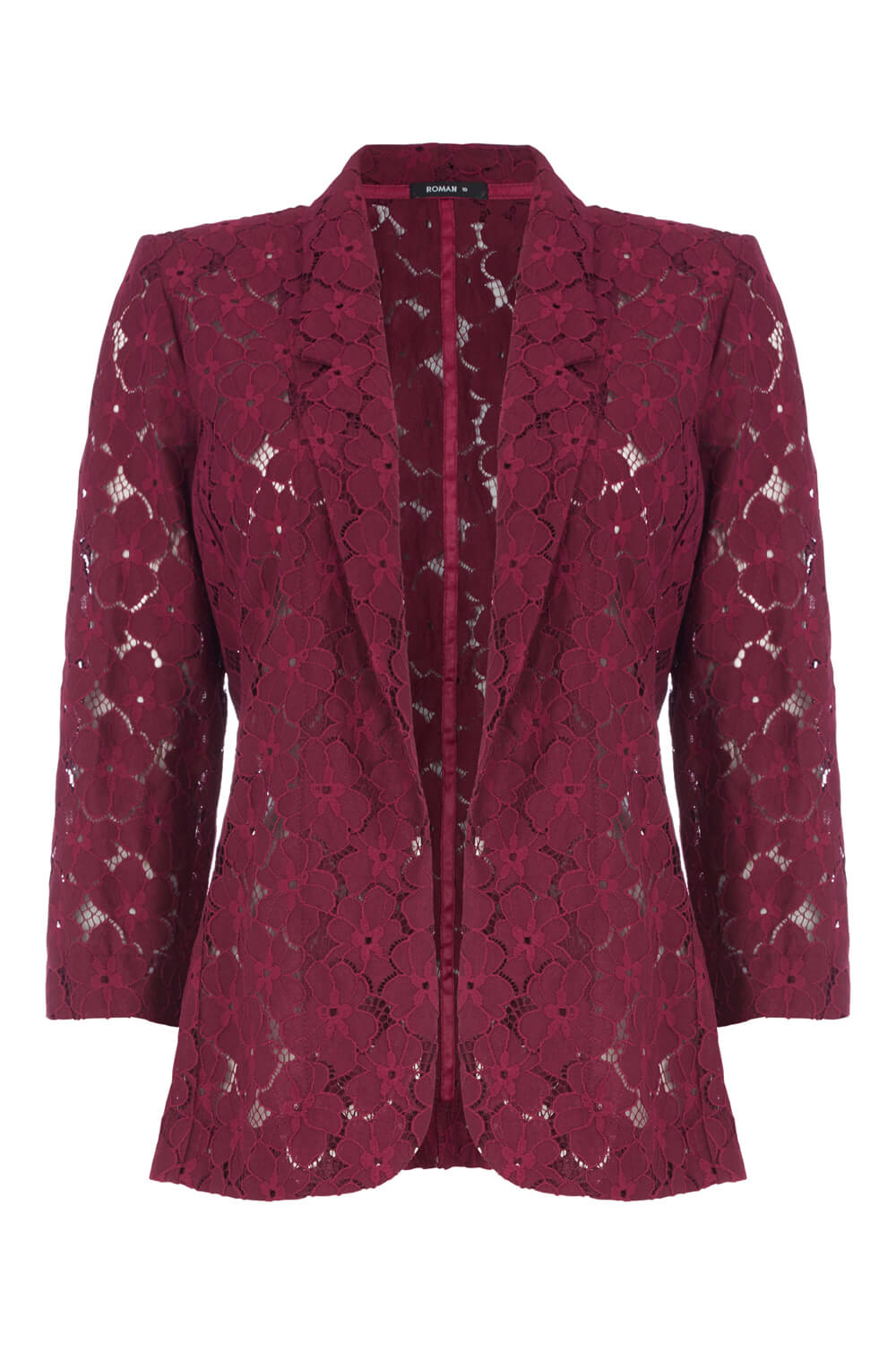 Burgundy Lace 3/4 Length Sleeve Jacket, Image 4 of 4