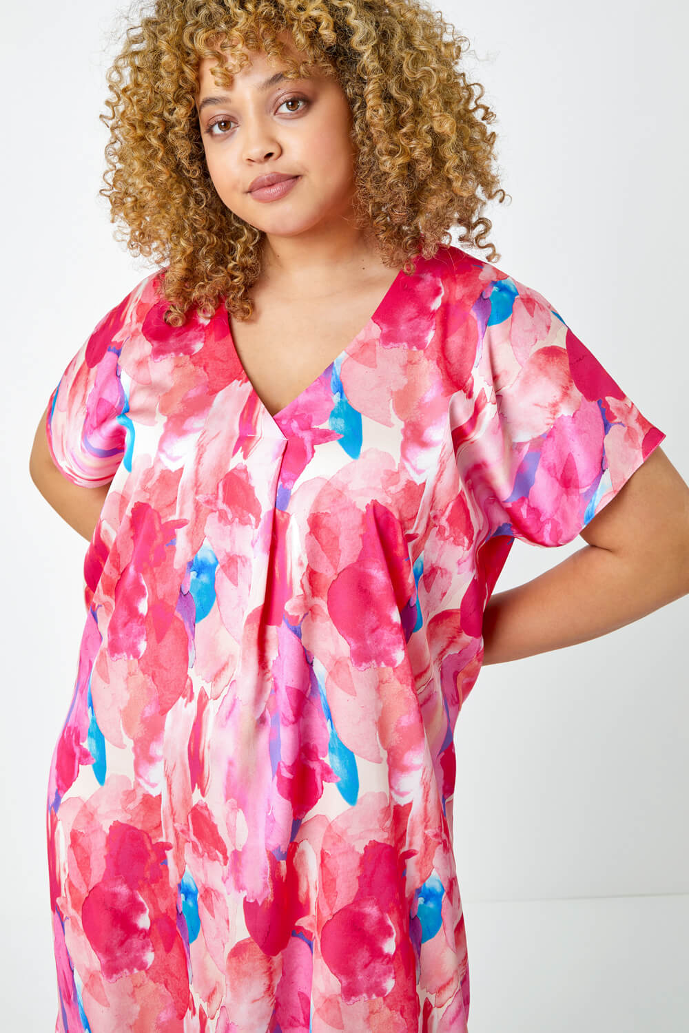 PINK Curve Abstract Relaxed Midi Dress, Image 4 of 5