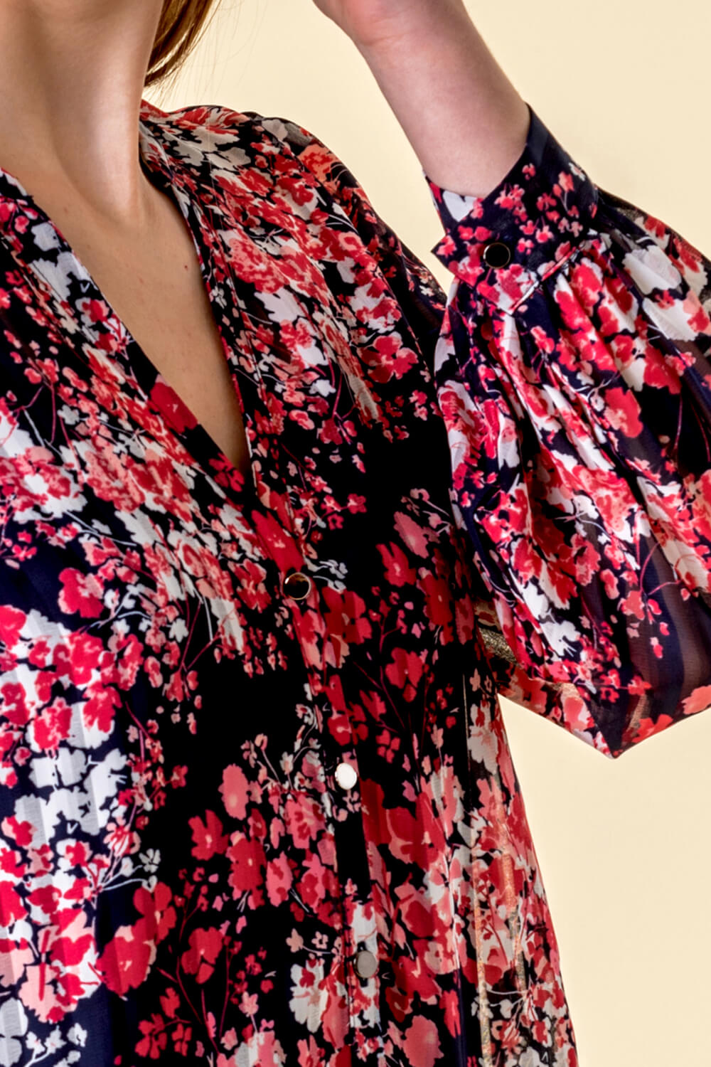 Multi  Ditsy Floral Print Blouse, Image 4 of 4